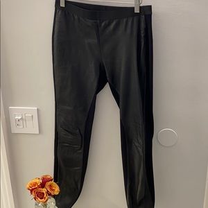 Eileen fisher leather blocked black leggings